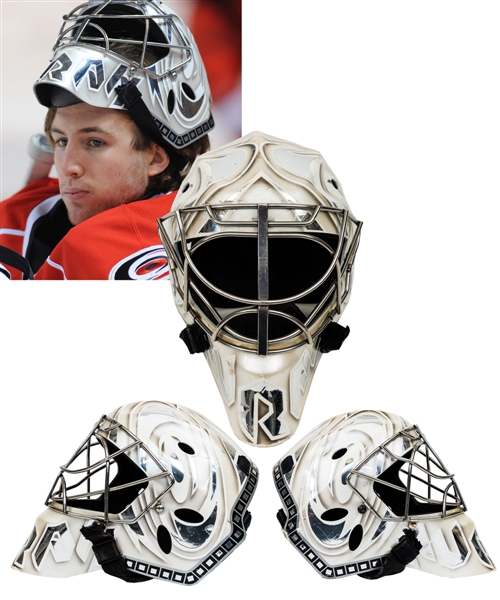 Mike Murphy’s 2009-10 AHL Albany River Rats / 2010-11 AHL Charlotte Checkers Sportmask Game-Worn Goalie Mask – Photo-Matched!