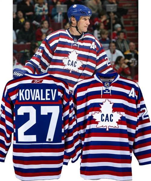 Alexei Kovalevs 2008-09 Montreal Canadiens "1912-13" Centennial Game-Issued Alternate Captains Jersey with Team LOA