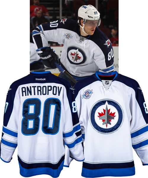 Nik Antropov’s 2011-12 Winnipeg Jets Game-Worn Jersey with Team LOA - Inaugural Season Patch! – Team-Repairs! – Photo-Matched! 