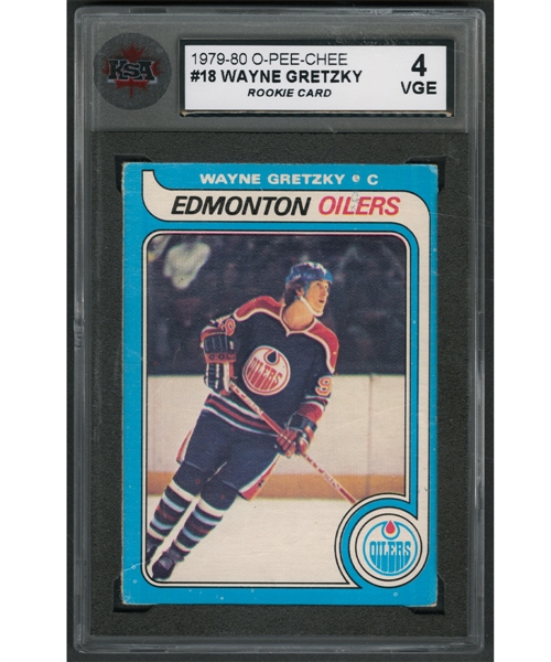 1979-80 O-Pee-Chee Hockey Card #18 HOFer Wayne Gretzky Rookie - Graded KSA 4