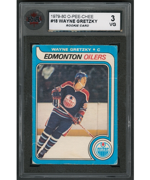 1979-80 O-Pee-Chee Hockey Card #18 HOFer Wayne Gretzky Rookie - Graded KSA 3