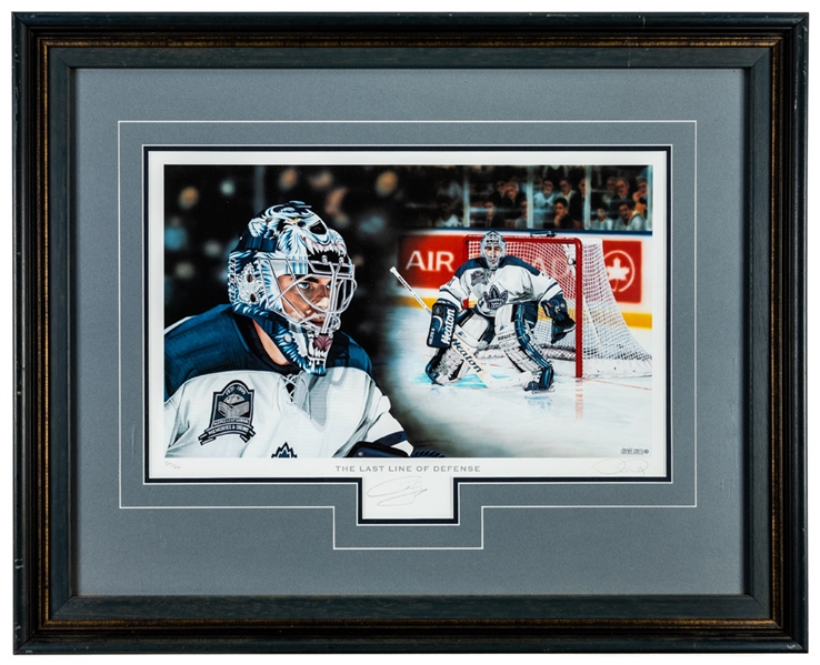 Toronto Maple Leafs “Last Line of Defense” Framed Daniel Parry Limited-Edition Lithograph #560/999 Signed by Curtis Joseph with LOA (33” x 26 ½”)