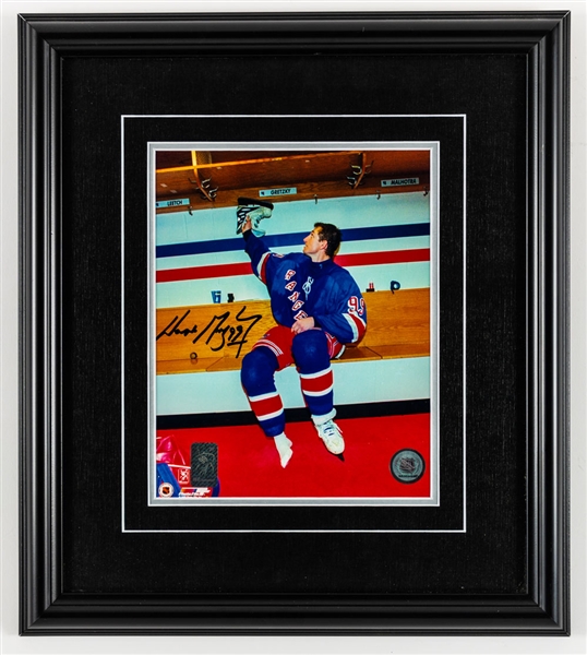 Wayne Gretzky Signed New York Rangers "Final Game" Framed Display with WGA COA (15 ½” x 17”)