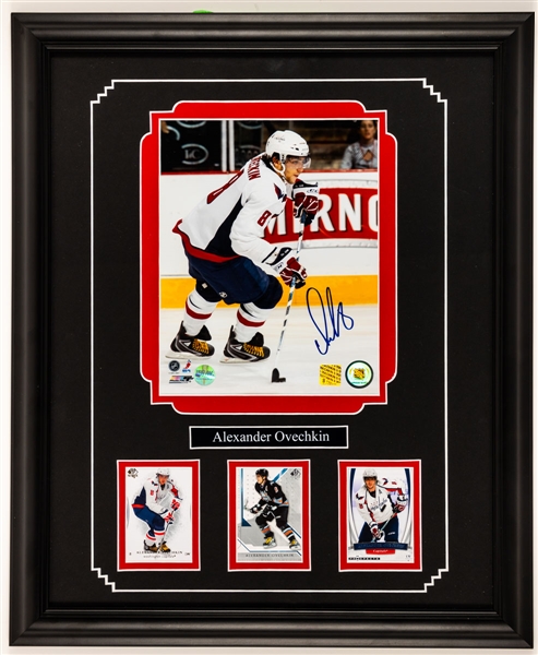 Alexander Ovechkin Washington Capitals Signed Photo and Card Framed Display with COA (18 ½” x 22 ½”) Plus Ovechkin and Sidney Crosby Framed Display (18 ½” x 32 ½”) 