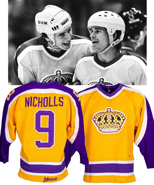 Bernie Nicholls 1982-83 Los Angeles Kings Game-Worn Rookie Season Jersey - Team Repairs! - Photo-Matched!