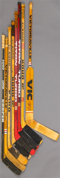 New York Islanders 1980s Game-Used Stick Collection of 8 including Trottier, Potvin, Tonelli and Resch 