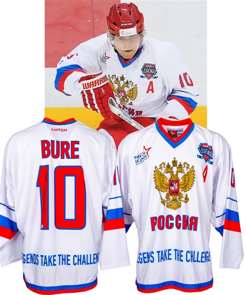 Pavel Bures 2016 World Legends Hockey League Team Russia Signed Game-Worn Jersey with COA