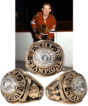 Pat Stapletons 1969-70 Chicago Black Hawks NHL League Championship 10K Gold and Diamond Ring with Presentation Box - Family LOA
