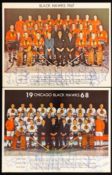 Pat Stapletons 1966-67 and 1967-68 Chicago Black Hawks Team-Signed Team Pictures with Family LOA - Includes Signatures of Mikita, Hall, Pilote, Hull Brothers, Esposito, Stapleton and Others