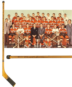 Pat Stapletons 1959-60 OHA St. Catharines Teepees CCM Team-Signed Game-Used Stick with Family LOA - Includes Signatures of Crozier, Maki and Stapleton - Memorial Cup Champions!
