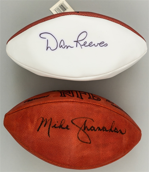 Mike Shanahan Signed Wilson NFL Official Football (Denver Broncos) and Dan Reeves Signed Wilson NFL Official White Panels Football (Dallas Cowboys) - JSA Certified