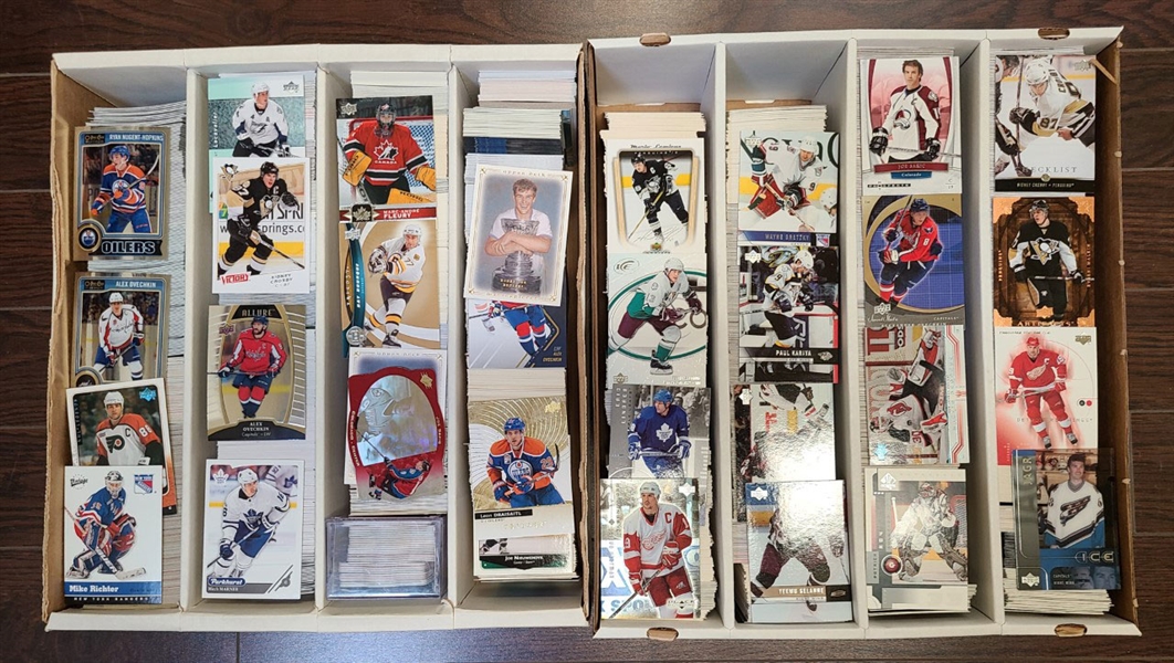 Massive 1990s to 2000s Hockey Card Collection (50,000+ Cards) Including Upper Deck, O-Pee-Chee, Bowman, Donruss, ITG, Pacific, Parkhurst, Panini, Topps and Other Brands