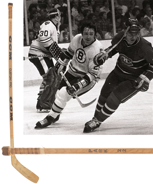 Brad Parks Circa 1978 Boston Bruins Signed Game-Used CCM Custom Pro Stick from the Tom Johnson Collection with an LOA from the Johnson Family 