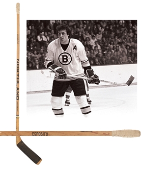 Phil Espositos Early-to-Mid-1970s Boston Bruins Northland Custom Pro Game-Used Stick from the Tom Johnson Collection with an LOA from the Johnson Family 