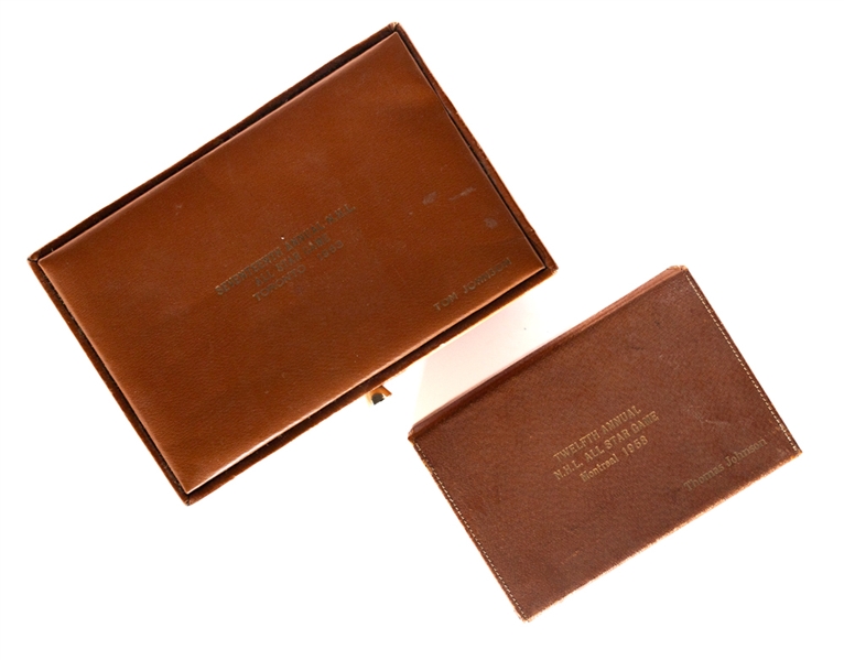 Tom Johnsons 1958 and 1963 NHL All-Star Game Personalized Jewelry Boxes (2) from His Personal Collection with LOA