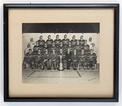 Tom Johnsons 1955-56 Montreal Canadiens Stanley Cup Champions Framed Team Photo from His Personal Collection with LOA (17" x 20") 