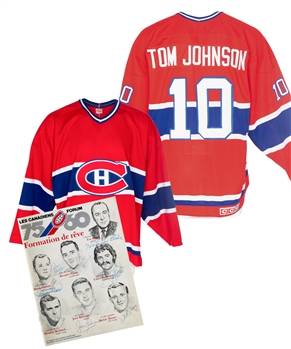 Tom Johnsons 1984-85 Montreal Canadiens "Dream Team" Worn Jersey Plus "Dream Team" Multi-Signed Program Inc. Plante, Harvey, Richard and Others from His Personal Collection with LOA