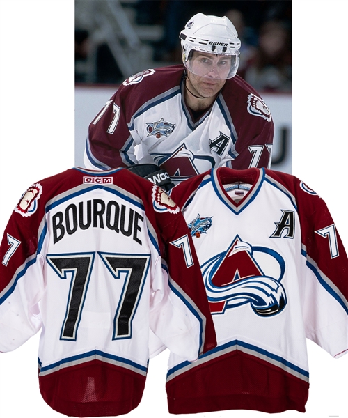 Ray Bourques 2000-01 Colorado Avalanche Game-Worn Alternate Captains Home Jersey with His Signed LOA - 2001 All-Star Game Patch! - Stanley Cup Championship Season!
