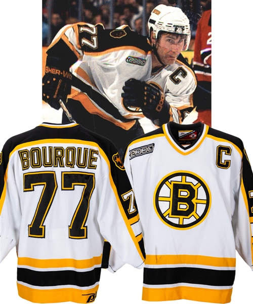 Ray Bourques 1999-2000 Boston Bruins Game-Worn Captains Jersey with His Signed LOA 2000 Patch! - Team Repairs!