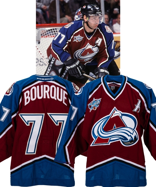 Ray Bourques 2000-01 Colorado Avalanche Game-Worn Alternate Captains Away Jersey with His Signed LOA - 2001 All-Star Game Patch! - Stanley Cup Championship Season!