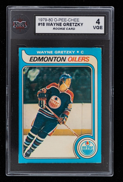 1979-80 O-Pee-Chee Hockey Card #18 HOFer Wayne Gretzky Rookie - Graded KSA 4