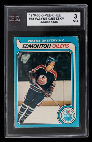 1979-80 O-Pee-Chee Hockey Card #18 HOFer Wayne Gretzky Rookie - Graded KSA 3