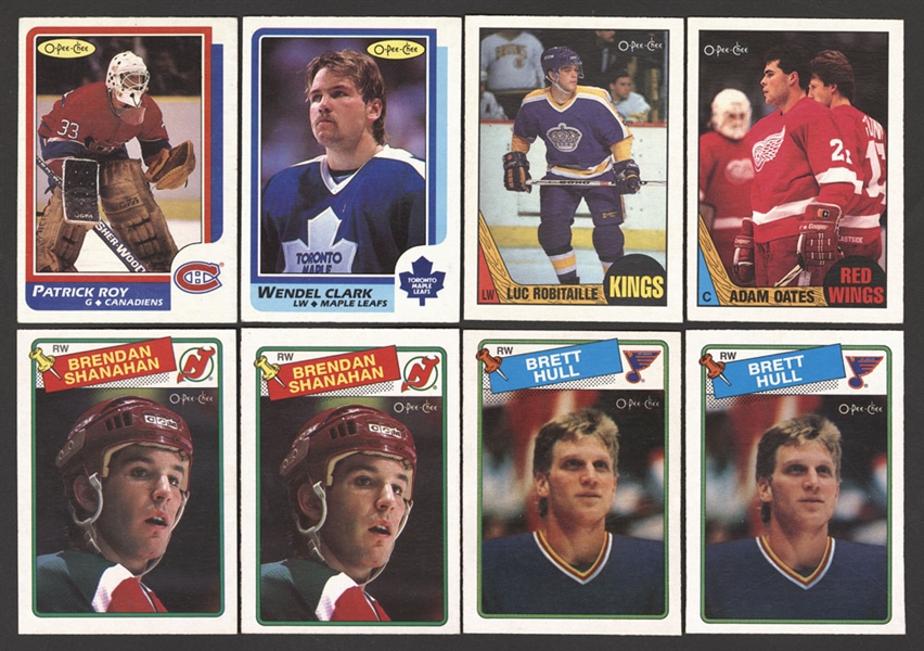 1986-87, 1987-88 and 1988-89 (2) O-Pee-Chee Hockey Sets/Near Complete Sets - Patrick Roy, Luc Robitaille and Brett Hull Rookie Cards