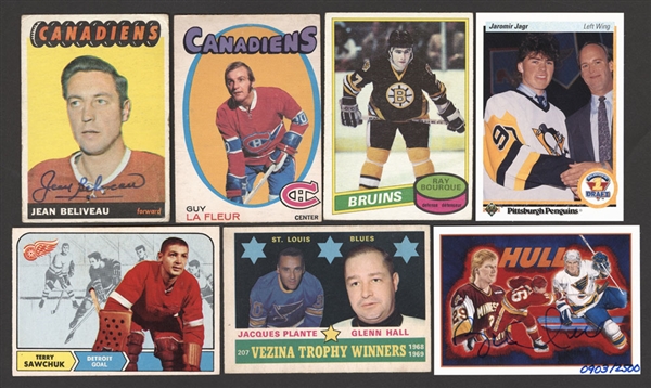1950s to 1990s Hockey Card Collection (100+) Including Rookie Cards (34 Including Guy Lafleur and Ray Bourque)