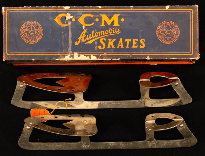 1920s CCM Skate Box and Antique Starr Manufacturing Regal Model Skate Blades 