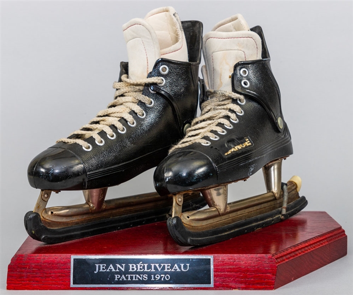 Jean Beliveaus 1970s Lange Used Skates with Photo from His Personal Collection with LOA