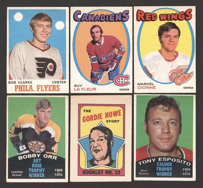 1970-71 and 1971-72 O-Pee-Chee Hockey Cards (200+) Including 1970-71 Card #195 HOFer Bobby Clarke Rookie, 1971-72 Card #148 HOFer Guy Lafleur Rookie and 1971-72 Card #133 HOFer Marcel Dionne Rookie