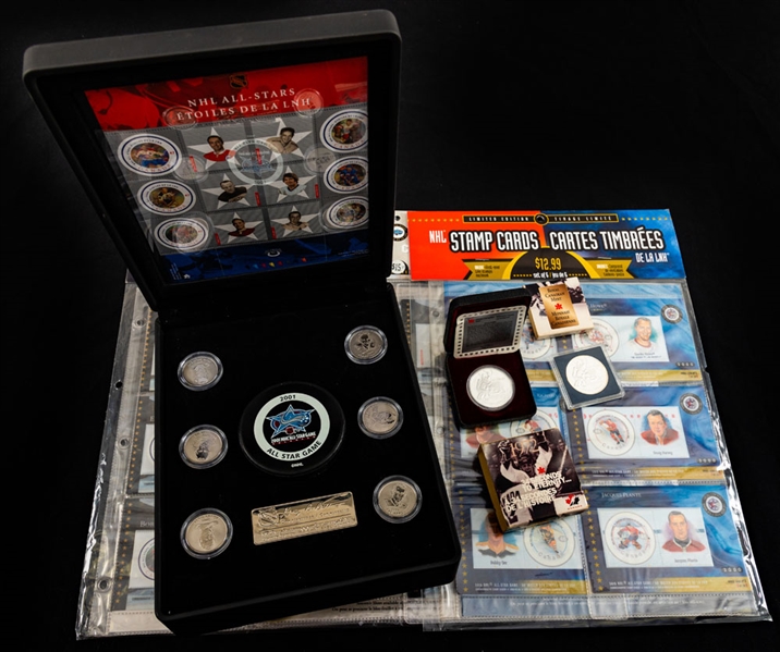 Canada Post 2001 to 2005 NHL All-Star Commemorative Stamp and Medallion Sets (5) Plus Various Canada Post/Royal Canadian Mint Hockey Stamps/Products Including Signatures