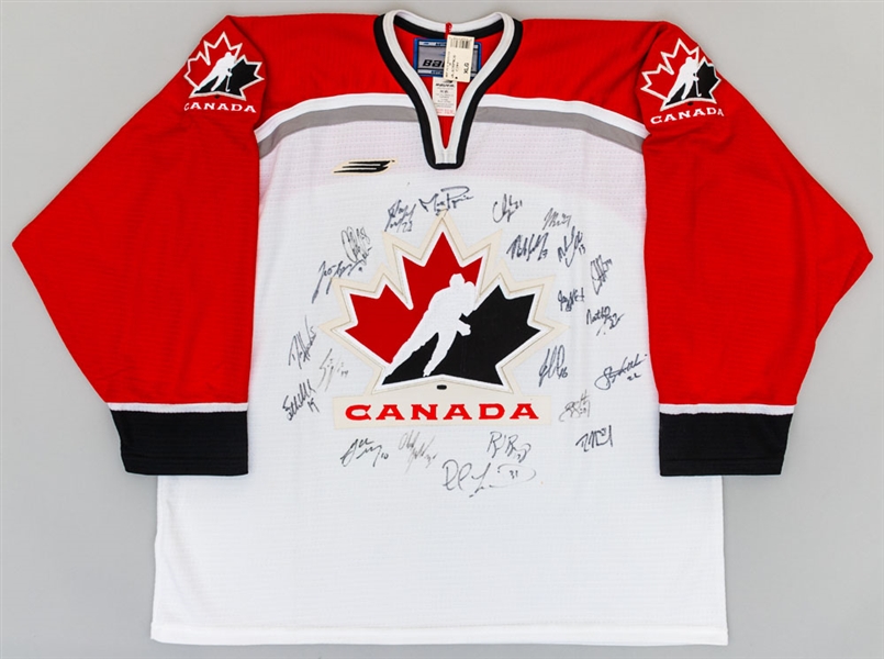 2002 IIHF World Junior Championships Team Canada Team-Signed Jersey including Nash, Spezza and Cammalleri
