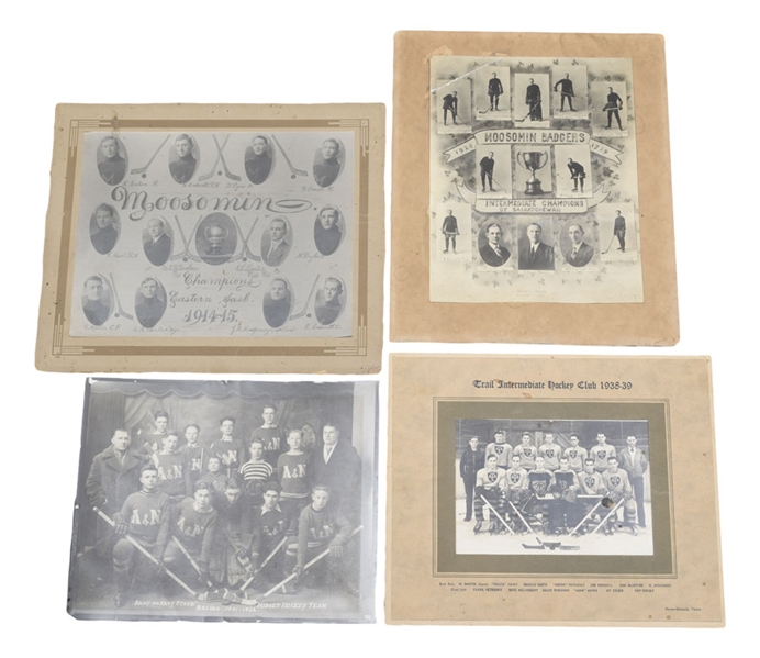 1910s-1930s Hockey Team Photo Collection of 4