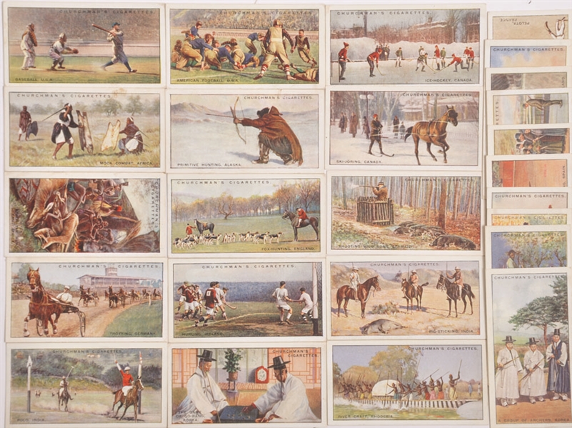 1929 W.A. & A.C. Churchman Sports & Games 25-Card Set with Hockey and Babe Ruth Cards