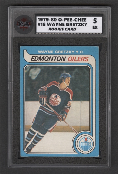 1979-80 O-Pee-Chee Hockey Card #18 HOFer Wayne Gretzky Rookie - Graded KSA 5