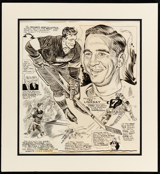 Ted Lindsays 1950s Original Hockey Artworks (2) and Modern Era Painting with Family LOA 