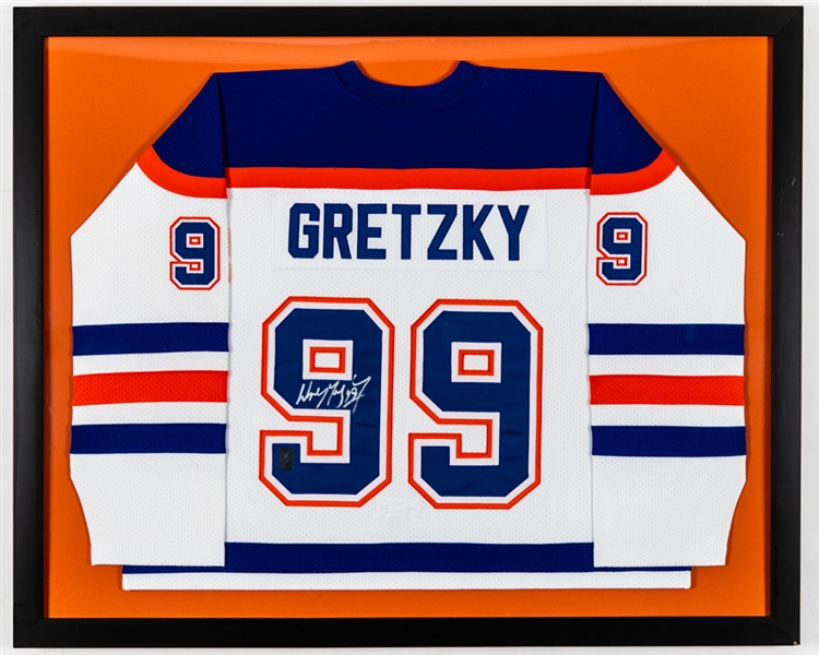 Wayne Gretzky Signed Edmonton Oilers Framed Jersey from WGA – Frameworth COA (35" x 43")
