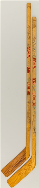 Ted Lindsays 1979-80 Detroit Red Wings Team-Signed Youth Sticks (2) with Family LOA