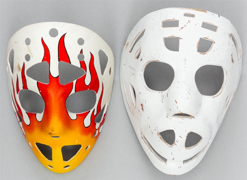 Tony Esposito Replica Fiberglass Goalie Mask Plus Additional Fiberglass Mask with Flames Design 
