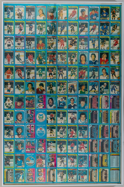 1979-80 O-Pee-Chee Hockey 132-Card Framed Uncut Sheet with Wayne Gretzky Rookie Card