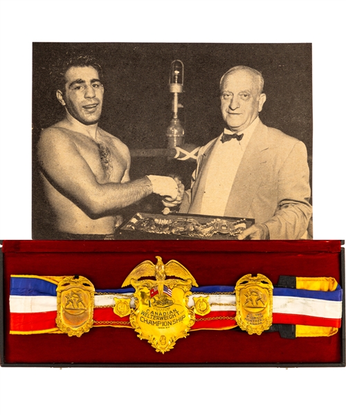 Johnny Grecos "The Ring Magazine" Canadian Welterweight Championship Belt in Original Presentation Box - Canadian Welterweight Champion from 1946 to 1952