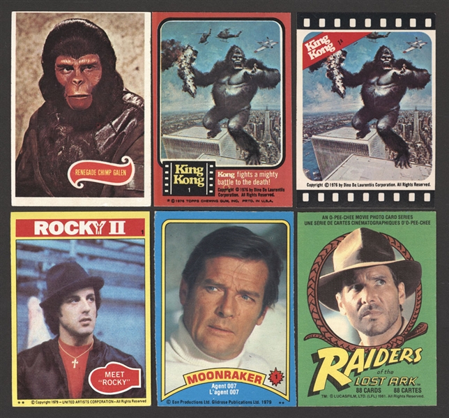 1975 Planets of the Apes, 1976 Topps King Kong, 1979 Topps Rocky II, 1979 O-Pee-Chee Moonraker and 1981 OPC Raiders of the Lost Ark Non-Sport Card Sets/Near Sets/Extras - Includes Packs