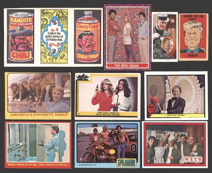 Huge Non-Sport Card Sets/Near Sets/Extras Collection Including 1963 Valentine Foldees, 1968 Mod Squad, 1977 Charlies Angels, 1979 CHIPS, 1980 Dukes of Hazzard and Many Others - Includes Packs
