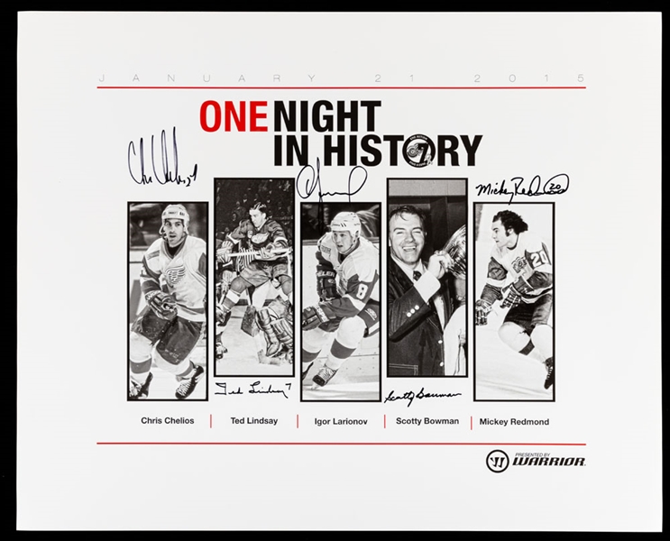 Detroit Red Wings “One Night in History” Multi-Signed Print with Ted Lindsay, Chris Chelios, Igor Larionov and Others - LOA - Proceeds to Benefit the Ted Lindsay Foundation (16” x 20”)