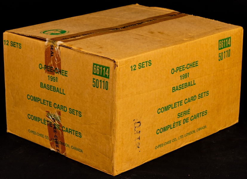 1991 O-Pee-Chee Baseball Factory Sealed Case Containing 12 Factory Sealed Sets - Chipper Jones Rookie Card Year