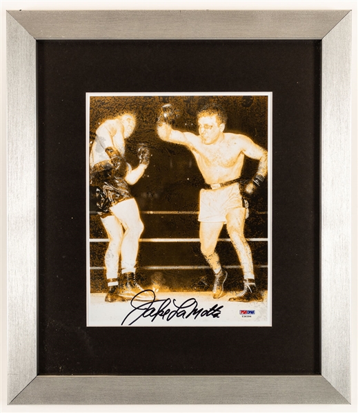 Jake LaMotta Signed Framed Photo with PSA/DNA COA (14" x 16")