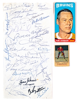 Tom Johnsons HOFers/Stars Multi-Signed Sheet Inc. Howe, Dryden, Ivan and Others, Hockey Cards Inc. His 1951-52 Parkhurst Rookie Card and More from His Personal Collection with LOA