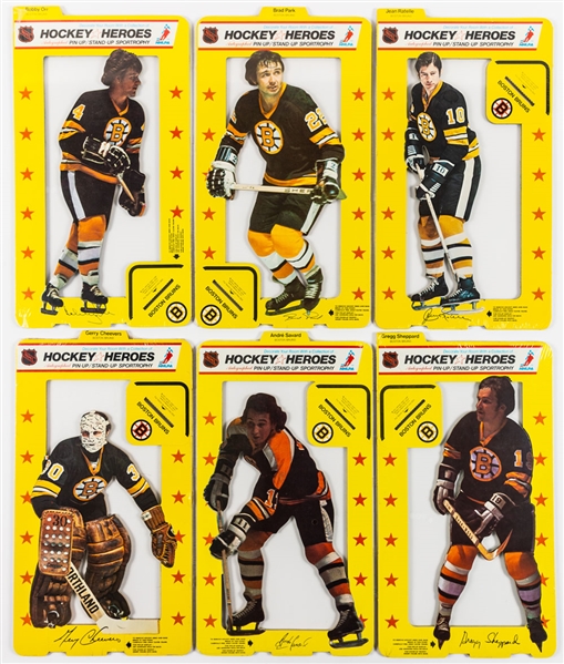 Boston Bruins 1975-76 Hockey Heroes Sporttrophies Sealed Group (7) Including Bobby Orr (2) 
