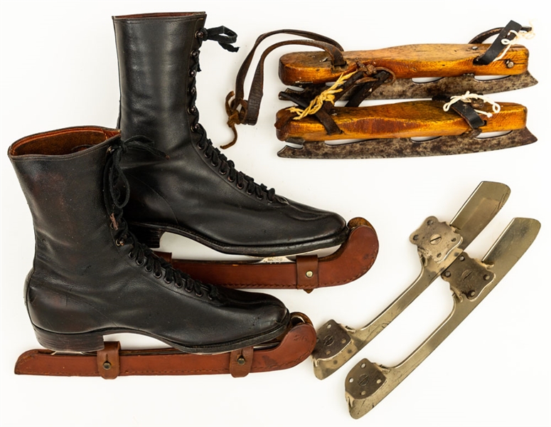 High-Quality 1910s/20s Salchow & Meyer Ladie’s Ice Skates and Antique 19th Century Starr Manufacturing Ice Skate Pairs (2) 